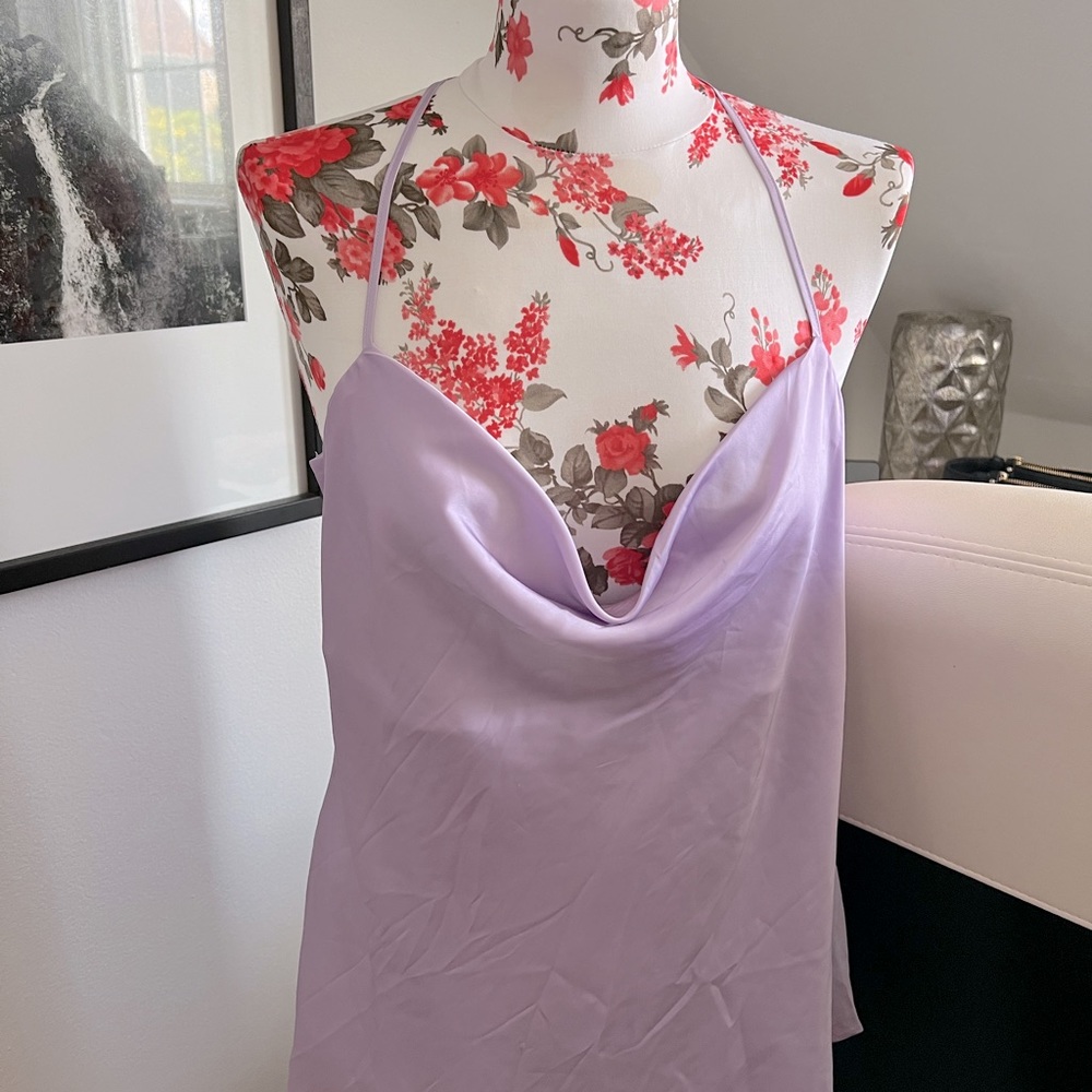 NWOT Express Cowl-Neck Satin Cami lilac never worn clean sexy w shorts or jeans
